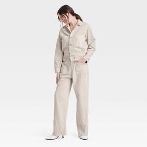 Women's Denim Baggy Jumpsuit - Universal Thread Off-White